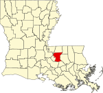 Map of Louisiana highlighting East Baton Rouge Parish